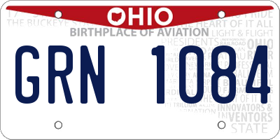 OH license plate GRN1084