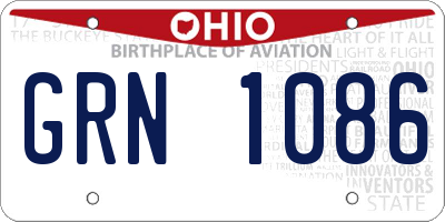 OH license plate GRN1086
