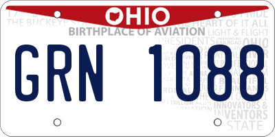 OH license plate GRN1088