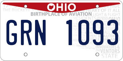 OH license plate GRN1093