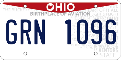 OH license plate GRN1096