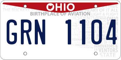 OH license plate GRN1104