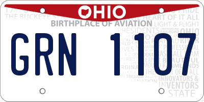 OH license plate GRN1107