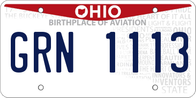 OH license plate GRN1113