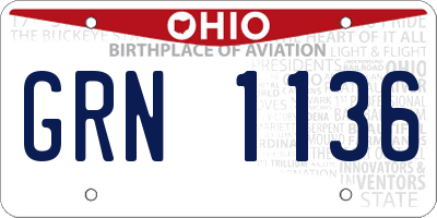 OH license plate GRN1136