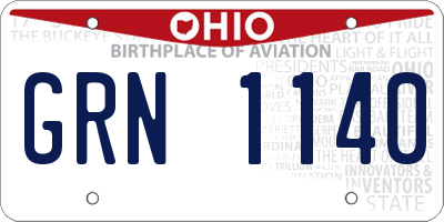 OH license plate GRN1140