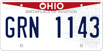 OH license plate GRN1143