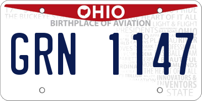 OH license plate GRN1147