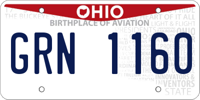 OH license plate GRN1160