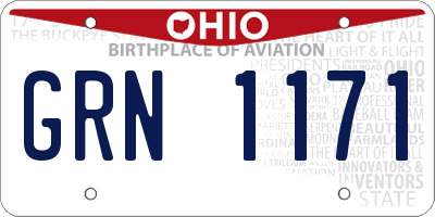 OH license plate GRN1171