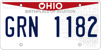 OH license plate GRN1182