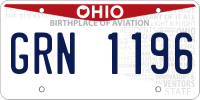 OH license plate GRN1196