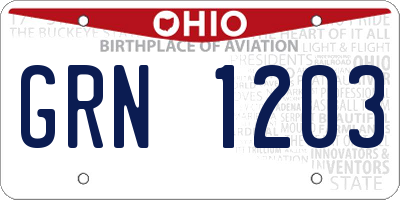 OH license plate GRN1203