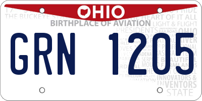OH license plate GRN1205