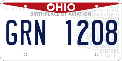 OH license plate GRN1208
