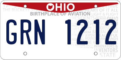 OH license plate GRN1212