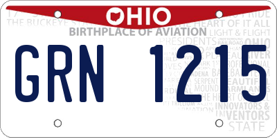 OH license plate GRN1215