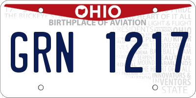 OH license plate GRN1217