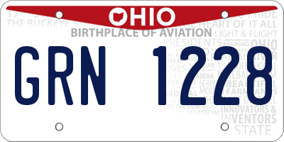 OH license plate GRN1228