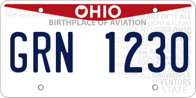 OH license plate GRN1230