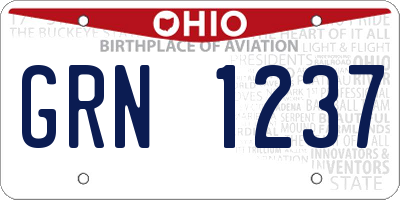 OH license plate GRN1237