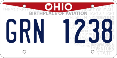 OH license plate GRN1238