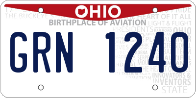 OH license plate GRN1240
