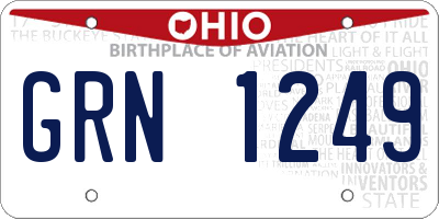 OH license plate GRN1249
