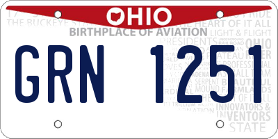 OH license plate GRN1251