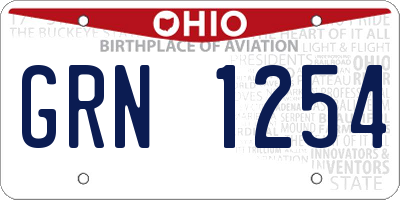 OH license plate GRN1254