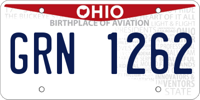 OH license plate GRN1262