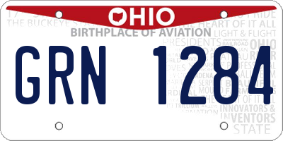 OH license plate GRN1284