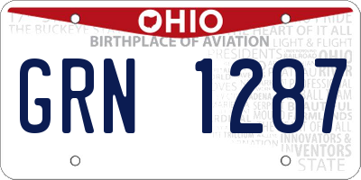 OH license plate GRN1287