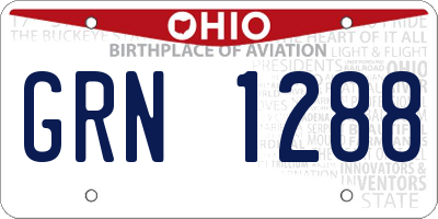 OH license plate GRN1288