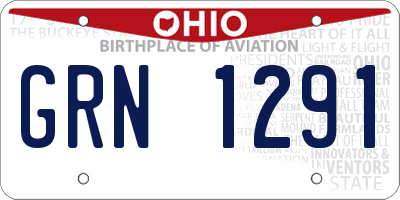 OH license plate GRN1291