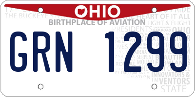 OH license plate GRN1299