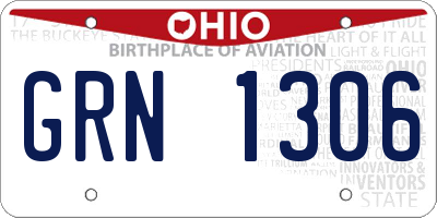 OH license plate GRN1306