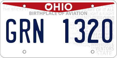 OH license plate GRN1320