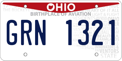 OH license plate GRN1321