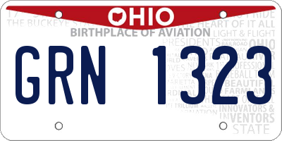 OH license plate GRN1323