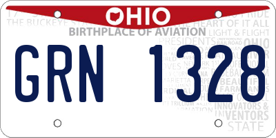 OH license plate GRN1328