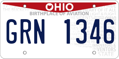 OH license plate GRN1346