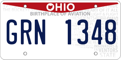OH license plate GRN1348