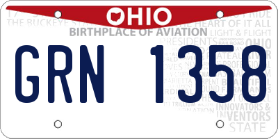 OH license plate GRN1358