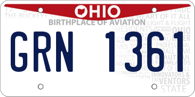 OH license plate GRN1361