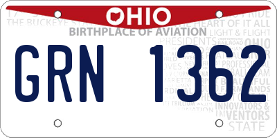 OH license plate GRN1362