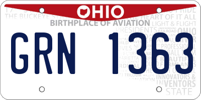 OH license plate GRN1363