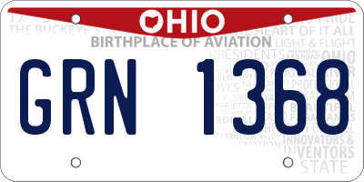OH license plate GRN1368