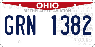 OH license plate GRN1382