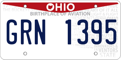 OH license plate GRN1395
